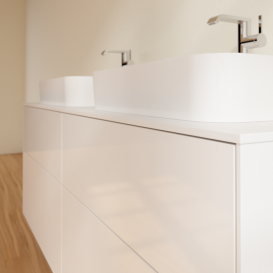 Тумба под раковину Villeroy & Boch Finion 160х50,1 см с подсветкой МДФ глянцевый белый лак/стекло белое матовое G43100GF