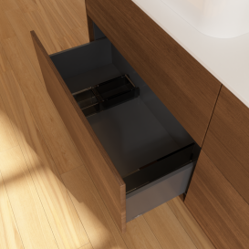 Тумба под раковину Villeroy & Boch Finion 160х50,1 см с подсветкой МДФ шпон грецкого ореха/стекло белое матовое G43100GN