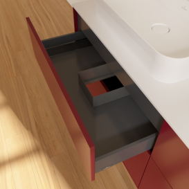 Тумба под раковину Villeroy & Boch Finion 160х50,1 см с подсветкой МДФ пион матовый лак/стекло белое матовое G43100HB