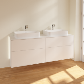 Тумба под раковину Villeroy & Boch Finion 160х50,1 см с подсветкой МДФ белый матовый лак/стекло белое матовое G43100MT