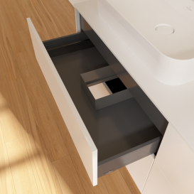 Тумба под раковину Villeroy & Boch Finion 160х50,1 см с подсветкой МДФ белый матовый лак/стекло белое матовое G43100MT