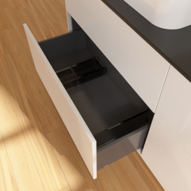 Тумба под раковину Villeroy & Boch Finion 160х50,1 см с подсветкой МДФ глянцевый белый лак/стекло черное матовое G43200GF