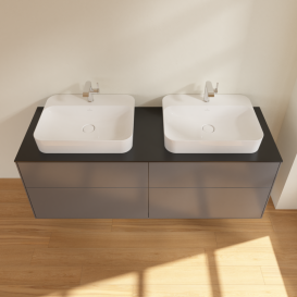 Тумба под раковину Villeroy & Boch Finion 160х50,1 см с подсветкой МДФ антрацит матовый лак/стекло черное матовое G43200GK