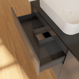 Тумба под раковину Villeroy & Boch Finion 160х50,1 см с подсветкой МДФ антрацит матовый лак/стекло черное матовое G43200GK