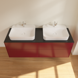 Тумба под раковину Villeroy & Boch Finion 160х50,1 см с подсветкой МДФ пион матовый лак/стекло черное матовое G43200HB