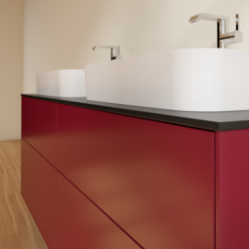 Тумба под раковину Villeroy & Boch Finion 160х50,1 см с подсветкой МДФ пион матовый лак/стекло черное матовое G43200HB