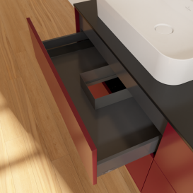 Тумба под раковину Villeroy & Boch Finion 160х50,1 см с подсветкой МДФ пион матовый лак/стекло черное матовое G43200HB