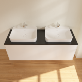 Тумба под раковину Villeroy & Boch Finion 160х50,1 см с подсветкой МДФ белый матовый лак/стекло черное матовое G43200MT