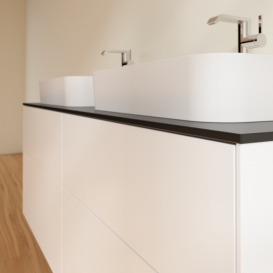 Тумба под раковину Villeroy & Boch Finion 160х50,1 см с подсветкой МДФ белый матовый лак/стекло черное матовое G43200MT