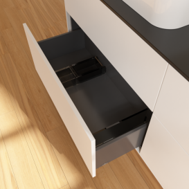 Тумба под раковину Villeroy & Boch Finion 160х50,1 см с подсветкой МДФ белый матовый лак/стекло черное матовое G43200MT