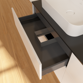 Тумба под раковину Villeroy & Boch Finion 160х50,1 см с подсветкой МДФ белый матовый лак/стекло черное матовое G43200MT