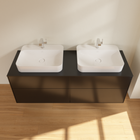 Тумба под раковину Villeroy & Boch Finion 160х50,1 см с подсветкой МДФ черный матовый лак/стекло черное матовое G43200PD