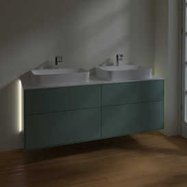 Тумба под раковину Villeroy & Boch Finion 160х50,1 см с подсветкой МДФ оливковый матовый лак/стекло белое матовое G43100GM