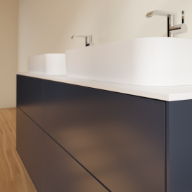 Тумба под раковину Villeroy & Boch Finion 160х50,1 см с подсветкой МДФ темно-синий матовый лак/стекло белое матовое G43100HG