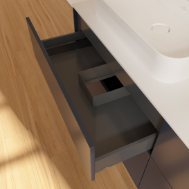 Тумба под раковину Villeroy & Boch Finion 160х50,1 см с подсветкой МДФ темно-синий матовый лак/стекло белое матовое G43100HG