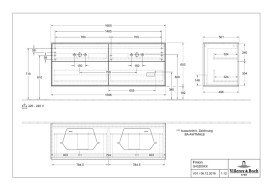 Тумба под раковину Villeroy & Boch Finion 160х50,1 см с подсветкой МДФ темно-синий матовый лак/стекло белое матовое G43100HG