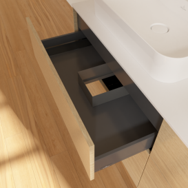 Тумба под раковину Villeroy & Boch Finion 160х50,1 см с подсветкой МДФ шпон дуба/стекло белое матовое G43100PC