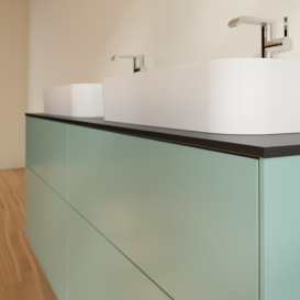 Тумба под раковину Villeroy & Boch Finion 160х50,1 см с подсветкой МДФ оливковый матовый лак/стекло черное матовое G43200GM