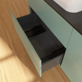 Тумба под раковину Villeroy & Boch Finion 160х50,1 см с подсветкой МДФ оливковый матовый лак/стекло черное матовое G43200GM