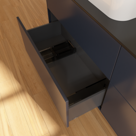 Тумба под раковину Villeroy & Boch Finion 160х50,1 см с подсветкой МДФ темно-синий матовый лак/стекло черное матовое G43200HG