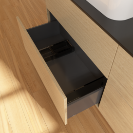 Тумба под раковину Villeroy & Boch Finion 160х50,1 см с подсветкой МДФ шпон дуба/стекло черное матовое G43200PC