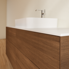 Тумба под раковину Villeroy & Boch Finion 160х50,1 см МДФ шпон грецкого ореха/стекло белое матовое F44100GN