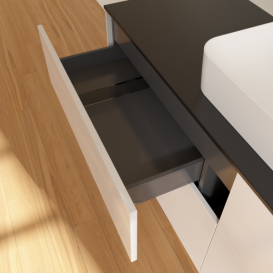 Тумба под раковину Villeroy & Boch Finion 160х50,1 см МДФ глянцевый белый лак/стекло черное матовое F44200GF