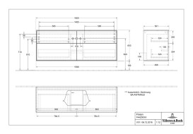 Тумба под раковину Villeroy & Boch Finion 160х50,1 см МДФ антрацит матовый лак/стекло черное матовое F44200GK