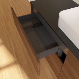 Тумба под раковину Villeroy & Boch Finion 160х50,1 см МДФ шпон грецкого ореха/стекло черное матовое F44200GN