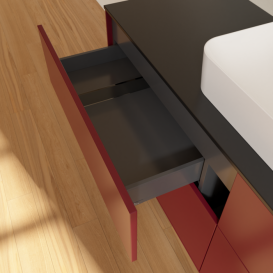 Тумба под раковину Villeroy & Boch Finion 160х50,1 см МДФ пион матовый лак/стекло черное матовое F44200HB