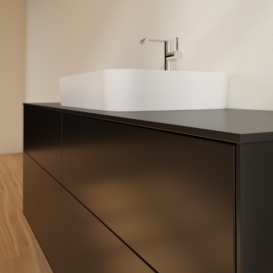 Тумба под раковину Villeroy & Boch Finion 160х50,1 см МДФ черный матовый лак/стекло черное матовое F44200PD