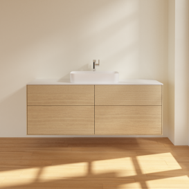 Тумба под раковину Villeroy & Boch Finion 160х50,1 см МДФ шпон дуба/стекло белое матовое F44100PC