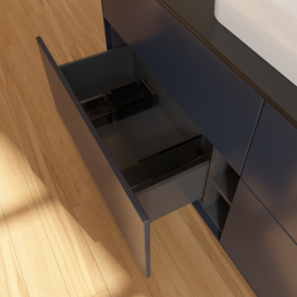 Тумба под раковину Villeroy & Boch Finion 160х50,1 см МДФ темно-синий матовый лак/стекло черное матовое F44200HG