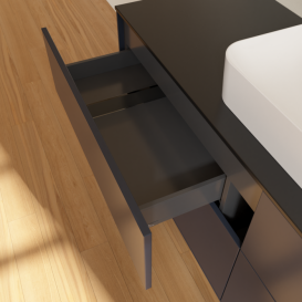 Тумба под раковину Villeroy & Boch Finion 160х50,1 см МДФ темно-синий матовый лак/стекло черное матовое F44200HG