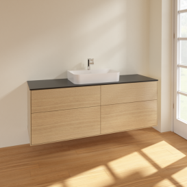 Тумба под раковину Villeroy & Boch Finion 160х50,1 см МДФ шпон дуба/стекло черное матовое F44200PC