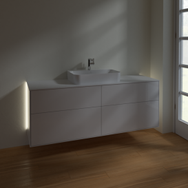 Тумба под раковину Villeroy & Boch Finion 160х50,1 см с подсветкой МДФ глянцевый белый лак/стекло белое матовое G44100GF