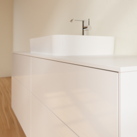 Тумба под раковину Villeroy & Boch Finion 160х50,1 см с подсветкой МДФ глянцевый белый лак/стекло белое матовое G44100GF