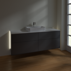 Тумба под раковину Villeroy & Boch Finion 160х50,1 см с подсветкой МДФ антрацит матовый лак/стекло белое матовое G44100GK