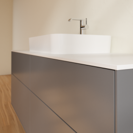 Тумба под раковину Villeroy & Boch Finion 160х50,1 см с подсветкой МДФ антрацит матовый лак/стекло белое матовое G44100GK