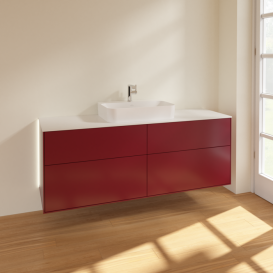 Тумба под раковину Villeroy & Boch Finion 160х50,1 см с подсветкой МДФ пион матовый лак/стекло белое матовое G44100HB