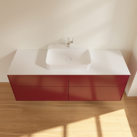 Тумба под раковину Villeroy & Boch Finion 160х50,1 см с подсветкой МДФ пион матовый лак/стекло белое матовое G44100HB