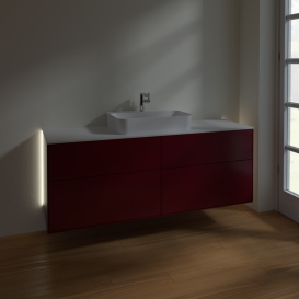 Тумба под раковину Villeroy & Boch Finion 160х50,1 см с подсветкой МДФ пион матовый лак/стекло белое матовое G44100HB