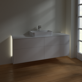 Тумба под раковину Villeroy & Boch Finion 160х50,1 см с подсветкой МДФ белый матовый лак/стекло белое матовое G44100MT