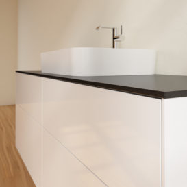 Тумба под раковину Villeroy & Boch Finion 160х50,1 см с подсветкой МДФ глянцевый белый лак/стекло черное матовое G44200GF