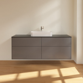 Тумба под раковину Villeroy & Boch Finion 160х50,1 см с подсветкой МДФ антрацит матовый лак/стекло черное матовое G44200GK