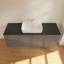 Тумба под раковину Villeroy & Boch Finion 160х50,1 см с подсветкой МДФ антрацит матовый лак/стекло черное матовое G44200GK