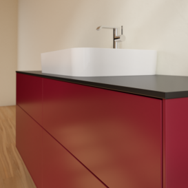 Тумба под раковину Villeroy & Boch Finion 160х50,1 см с подсветкой МДФ пион матовый лак/стекло черное матовое G44200HB