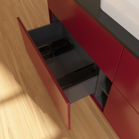 Тумба под раковину Villeroy & Boch Finion 160х50,1 см с подсветкой МДФ пион матовый лак/стекло черное матовое G44200HB