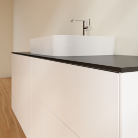 Тумба под раковину Villeroy & Boch Finion 160х50,1 см с подсветкой МДФ белый матовый лак/стекло черное матовое G44200MT