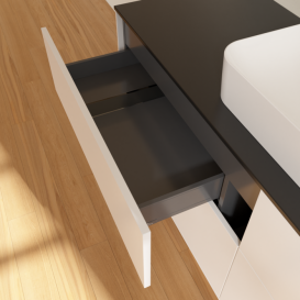 Тумба под раковину Villeroy & Boch Finion 160х50,1 см с подсветкой МДФ белый матовый лак/стекло черное матовое G44200MT